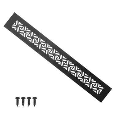 Imagem de PATIKIL Capa de ventilação de porta de 35 x 5 cm, capa de ventilação de grade de alumínio resistente com parafusos de montagem para porta de guarda-roupa de armário, preta