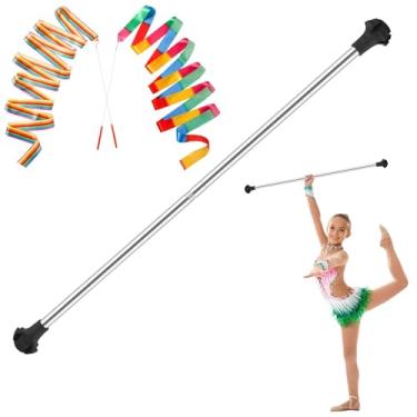 Imagem de ISIVOVE Bastão giratório de aço inoxidável, 81 cm, bastão de dança de metal preto para Majorette, desfile, ginástica rítmica, banda de março, 1 pacote