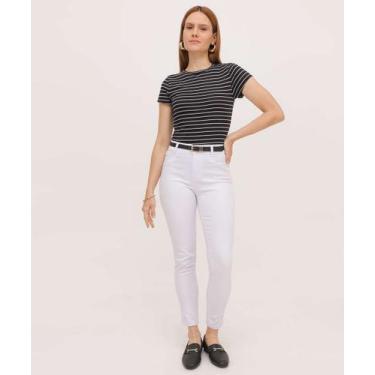 Imagem de Calça Feminina Sarja Skinny Sawary-06032, Branco, 42