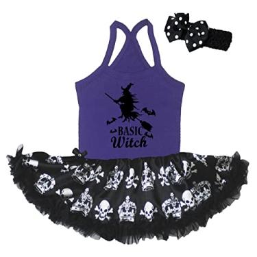 Imagem de Petitebella Basic Witch Halter Baby Dress Nb-18m (Purple/Black Crown Skull, 6-12 Months)