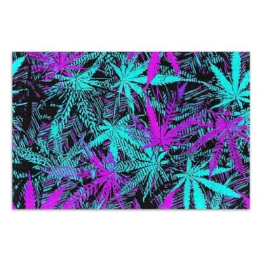 Imagem de Quebra-cabeça 1000 peças adulto engraçado difícil paisagem floral folhas de cannabis azul roxo preto, 75 x 40 cm