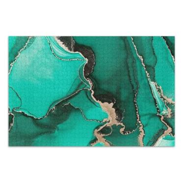 Imagem de 1000 peças de quebra-cabeças para adultos, estampa de mármore verde esmeralda, impressão de arte animal, quebra-cabeça rígido, presentes tecnológicos, 75 x 40 cm