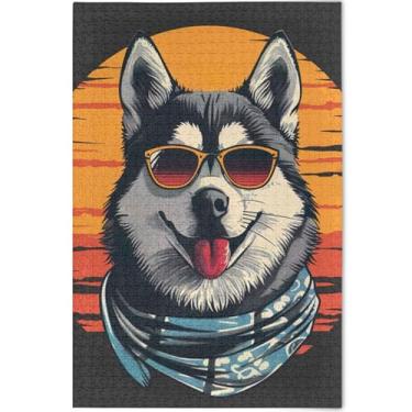 Imagem de Quebra-cabeça engraçado de cachorro Husky siberiano, 500 peças, pintura de arte animal para adultos, quebra-cabeças exclusivos para adultos, presentes tecnológicos, 52 x 37,8 cm