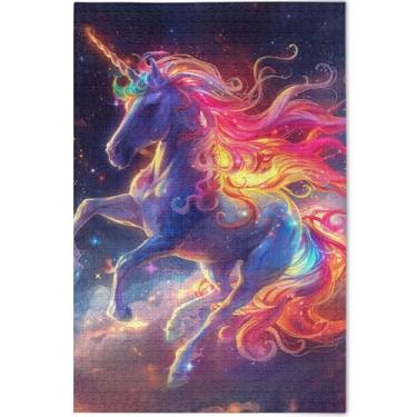 Imagem de Quebra-cabeças personalizados de unicórnio coloridos 1000 peças para adultos, presentes tecnológicos, divertidos para adultos, paisagem floral, 75 x 50 cm
