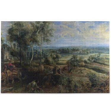 Imagem de Quebra-cabeça personalizado Rubens Chateau Het Steen Hunter 500 peças adultos amantes elefantes brancos presentes quebra-cabeça cena de outono paisagem arte animal, 52 cm x 37,8 cm