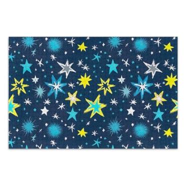 Imagem de Quebra-cabeça de 500 peças para adultos presentes de elefante branco estrelas engraçadas cores azul quebra-cabeça exclusivo para adultos pintura de arte floral, 51 x 35 centímetros