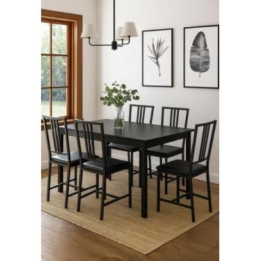 Imagem de Jogo 6 Cadeiras Luxo Reforçada Para Cozinha E Sala Jantar Preto - Mode