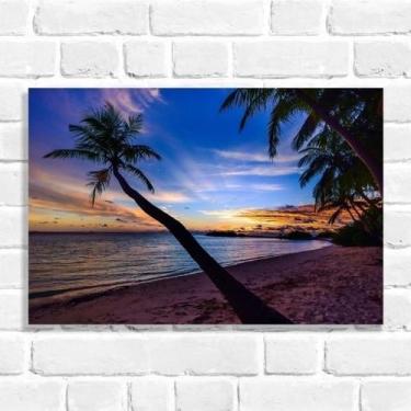 Imagem de Quadro Decorativo Paisagem Praia com Coqueiro - Arte Aqui, 15x20cm