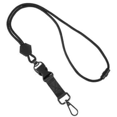 Imagem de Mabor Cordão ajustável resistente para crachás e chaves de identificação, alça trançada de poliéster grosso com fivela de segurança, gancho de liga de zinco durável, preto