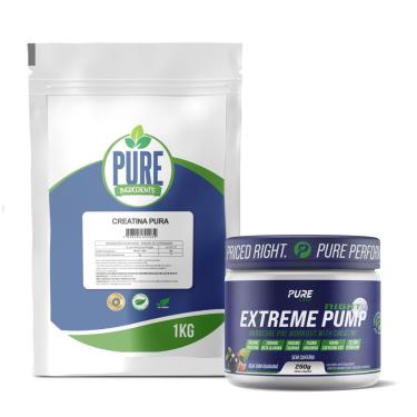 Imagem de Kit Creatina Pura 1kg Pure + Pré Treino Extreme Pump Night  Açaí Com Guaraná.-Unissex