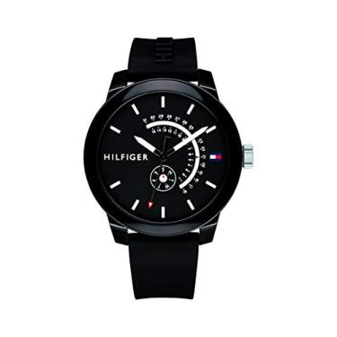Imagem de Relógio masculino Tommy Hilfiger a quartzo com pulseira de silicone, preto, 19,4 (modelo: 1791483)