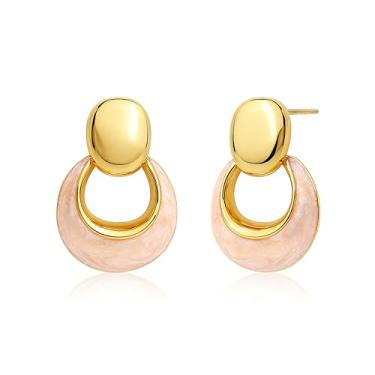 Imagem de Frigotine Brincos femininos com pingente de ouro grosso, moderno, vintage, em forma de O, brincos pendurados, acessórios de formatura de Natal, joias modernas, presente, Latão, Sem pedra preciosa