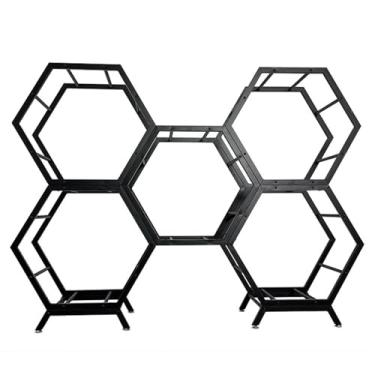 Imagem de Suporte de exibição de aro de roda de metal resistente, suporte de pneu empilhável para garagem e oficina, suporte de armazenamento de aro com economia de espaço (5+2) - Organizador de pneus durável