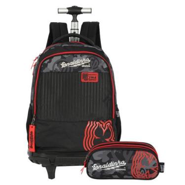 Imagem de Kit Escolar Enaldinho Mochila Com Rodinhas e Estojo Triplo Infantil Ju