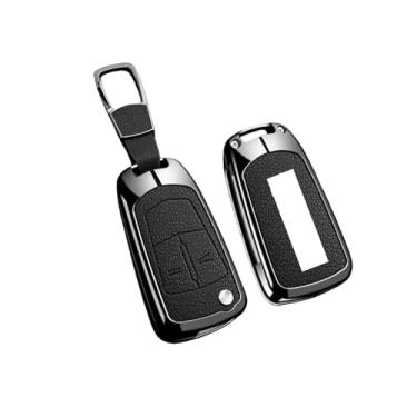 Imagem de Capa para chave remota de couro de liga de zinco para carro compatível com Opel/Astra JH/Corsa/Insignia/Mokka/Zafira/Meriva Acessor de chaveiro protetor(A Black 1)