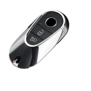 Imagem de Metal escudo chave do carro prata Compatível com benz cs classe w206 w223 s350 c260 c300 s400 s450 s500 2022 2023 2024 2025(Glossy Silver)