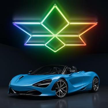 Imagem de Luzes hexagonais RGB com controle remoto, luzes LED de floco de neve para academia, sala de jogos, clube, decoração de festa de bar com modos multicoloridos, luz de parede RGB regulável e de