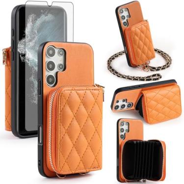 Imagem de Furiet Argyle Capa carteira para Samsung Galaxy S24 Ultra 5G com protetor de tela alça de ombro, capa de telefone de couro PU de luxo com zíper órgão suporte para cartão de órgão para S24Ultra 24S S