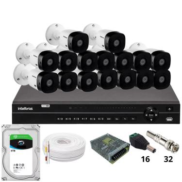 Imagem de Kit 16 Câmeras 1120b Intelbras Dvr Mhdx Intelbras 1232 Hd 6tb