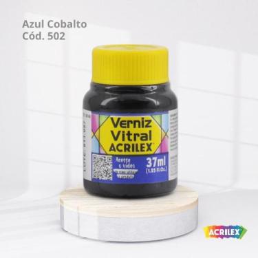 Imagem de Verniz Vitral Tinta Para Vidro com 37ML cor AZUL COBALTO cód. 502 - AC