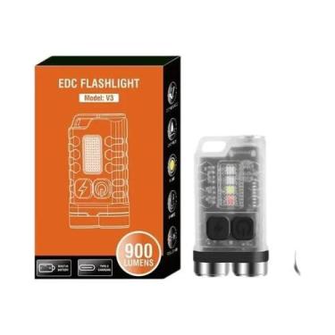 Imagem de Lanterna Portátil Mini USB Recarregável EDC Com Luz Magnética E Chavei