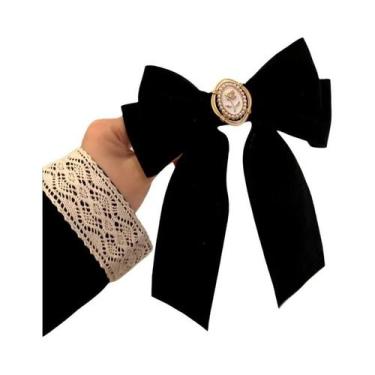 Imagem de Presilhas De Cabelo Com Laço De Veludo Preto Para Mulheres, Elegantes 