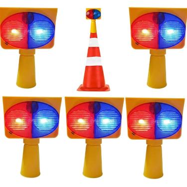 Imagem de Sinalizador Viario Solar Kit 5 Duas Cores Estrada Alerta Transito Atençao Iluminaçao Acidente