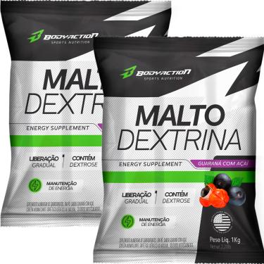 Imagem de 2x Suplemento Energetico Malto Dextrina Dextrose 1kg BodyAction