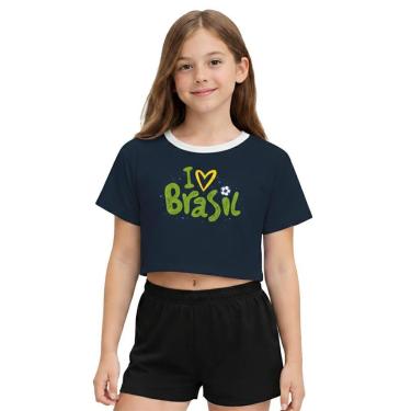 Imagem de Camiseta Cropped Juvenil Look Jeans I Love Brasil-Feminino