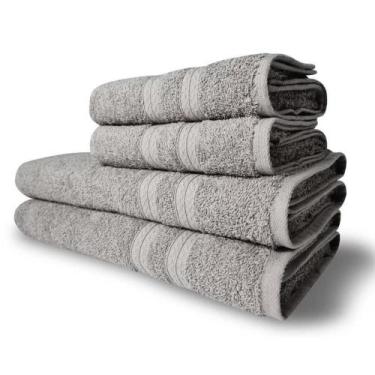 Imagem de Jogo De Toalhas Luxo 4 Pçs Lisboa 2 Banho 2 Rosto Cinza - TOALHAS SHOW