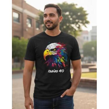 Imagem de Camisa camiseta masculina cristã algodão águia Isaías 40 barato - Dog'