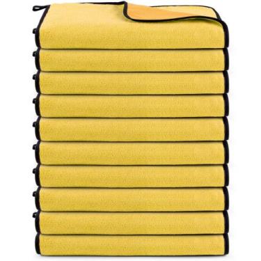 Imagem de Kit 10 Panos Multiuso Em Geral Dupla Face Flanela Microfibra Para Limp