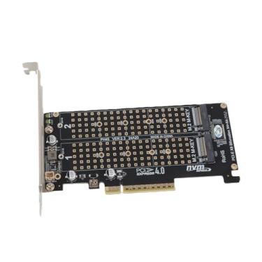 Imagem de Cartão adaptador duplo M.2 NVME PCIE 2 x 32Gbps Placa de expansão PCIE 3.0 PCIE 4.0 X16, M.2 SSD PCIE X8 M Key Hard Drive Converter Reader Express Adapter (ph45)