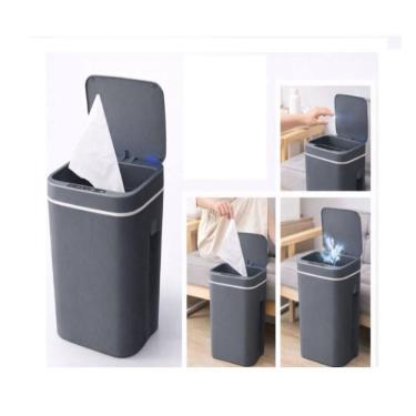 Imagem de Lixeira Automatica Cesto Lixo Inteligente Smart Sensor Cozinha Banheiro Grande 12 Litros Cinza