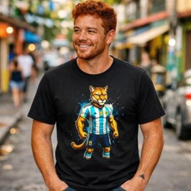 Imagem de Camiseta Mascote Argentina Copa 2026 Seleção Camisa Algodão 30.1 Premium Torcedor Herma...