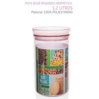Imagem de Pote rose hermético redondo de 1,2litros em acrílico empilháeis nilluc