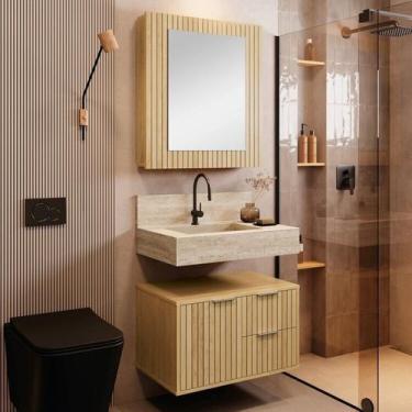 Imagem de Conjunto para Banheiro Bancada em Porcelanato com Cuba Esculpida, Armá