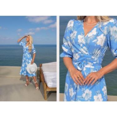Imagem de Vestido midi feminino gioconda portto - GIOCONSA PORTTO, Azul, Estampa