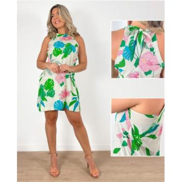 Imagem de Vestido FEMININO Curto Cava Americana - FIA MODAS, Bege, Estampado, G