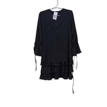 Imagem de Vestido Feminino Em Camadas Manga Longa Crepe Musseline - FIA MODAS, P