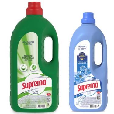 Imagem de Kit Lava Roupa Liquido Sabão Ultra Ação Verde Com Amaciante Suprema Ro