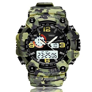 Imagem de Relógio Digital Masculino Camuflado Militar Tela Led Relógio de Pulso Esportivo A Prova D'água Multifuncional (C4)