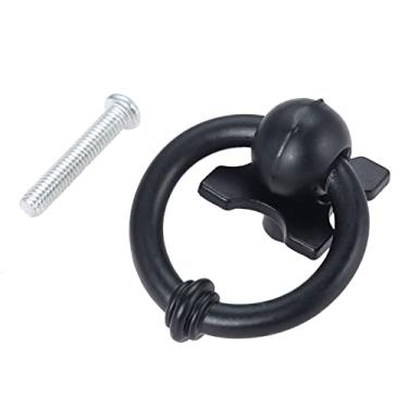 Imagem de 1 conjunto botão preto anel único buraco redondo metal punho decoração puxar com parafuso 33.40mm cozinha banheiro armário armário gaveta porta YYDFPIIA