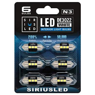 Imagem de Lâmpadas LED SIRIUSLED N3 DE3021 DE3022 branco puro super brilhante LED Festoon 300 lúmens 3030 para interiores de carro, caminhão, cúpula, mapa, porta, cortesia, 2,8 cm, 28 mm, pacote com 6 lâmpadas
