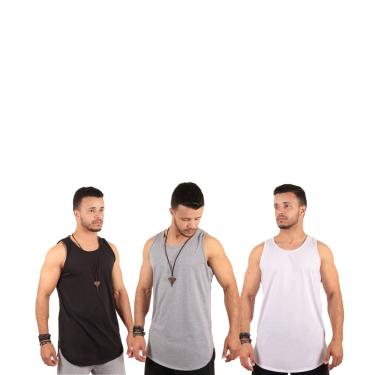 Imagem de Kit/3 Un Promocional Roupas Regatas Masculinas Longline