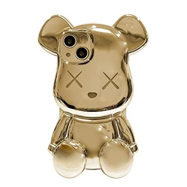 Imagem de Capa de urso de galvanoplastia grande moda para iphone 11 12 13 pro max mini 7 8 plus xr x xs max tendência criativa luxo capa original, ouro, para iphone 11 pro max