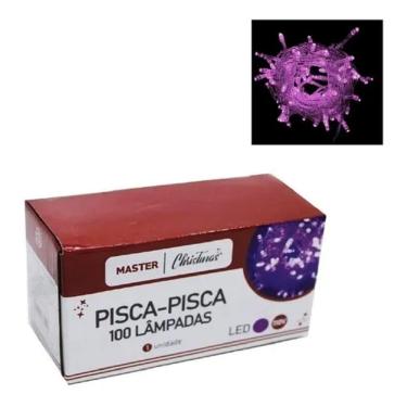 Imagem de Pisca-Pisca De Natal 100 Lâmpadas Led Lilás Fio Transp 127v