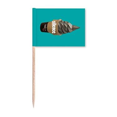 Imagem de Marcador marcador de palito de dente com contorno de texto de sorvete preto para decoração de festa