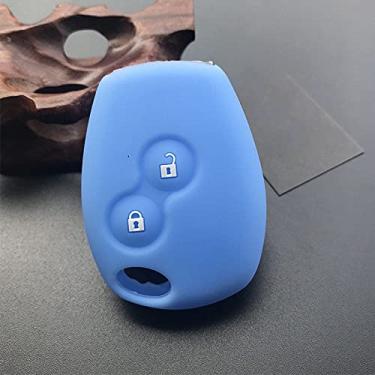 Imagem de YJADHU Capa de chave de carro de silicone, capa de chave remota, apto para Renault 2 botões Kangoo Dacia Scenic Megane Sandero Captur Twingo Modus, azul claro