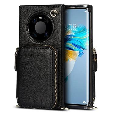Imagem de Capa carteira de couro para Huawei P30 P40 Pro Plus Lite Mate 40 30 20 Pro Lite Mochila de luxo tipo cartão de capa para celular, preto, para Huawei P30